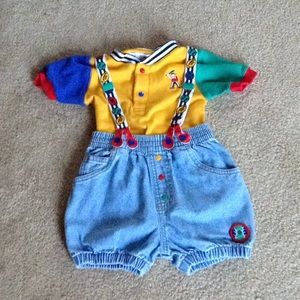 Vintage baseball toddler suspenders
